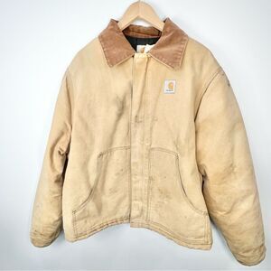 VTG Carhartt JQ196 Quilted Duck Arctic Traditional Distressed Jacket 48 XL Tall